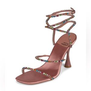 Jeffrey Campbell Glamorous Heels Pink Satin Bright Multi Jewel